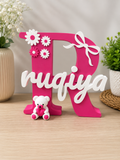Floral Name Stand - Teddy Theme