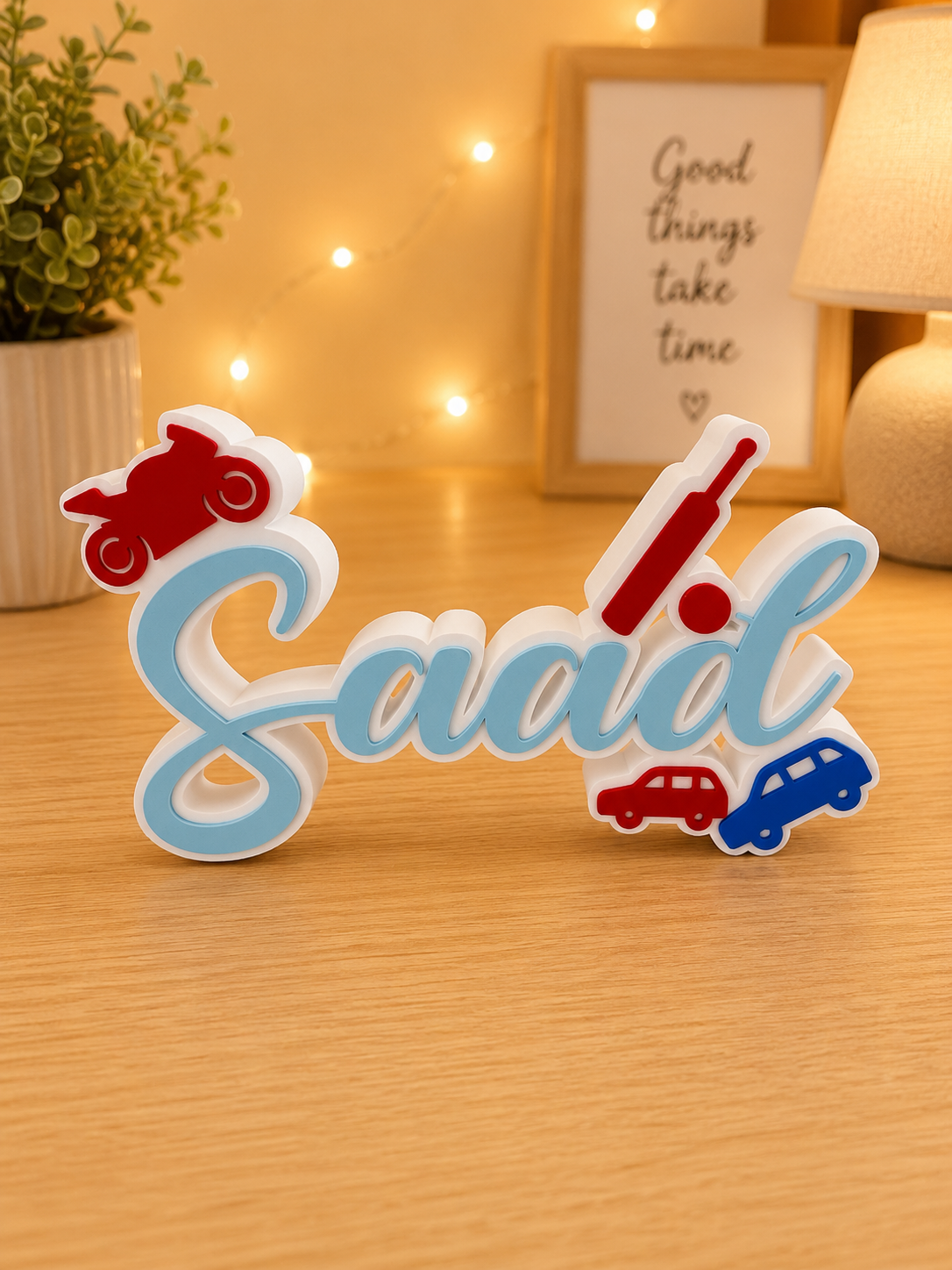 NameStand with Sports & Vehicle charms