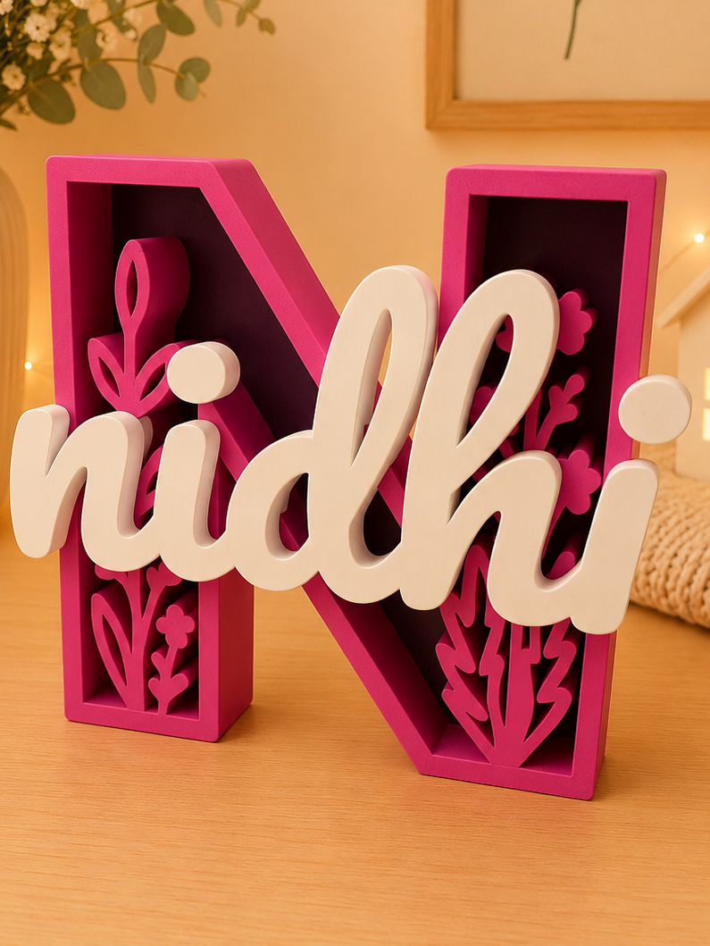Floral Insert Theme Name Stand
