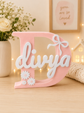 Floral Initial Name Stand – Bow Theme