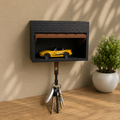 Miniature Car Garage Key Holder with Car – Wall Mount with Opening Garage Door (With Car)