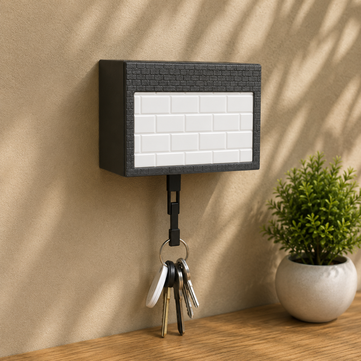 Miniature Car Garage Key Holder with Car – Wall Mount with Opening Garage Door (With Car)